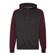 aerial view a charcoal heather/ burgundy heather independent trading co. - raglan hooded sweatshirt - colors, image 1 of 4