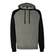 aerial view a gunmetal heather/ black independent trading co. - raglan hooded sweatshirt - colors, image 1 of 4
