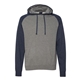 aerial view a gunmetal heather/ classic navy heather independent trading co. - raglan hooded sweatshirt - colors, image 1 of 4