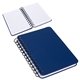 aerial view a navy blue hefty hardcover notebook, image 1 of 2