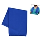 aerial view a blue recycled polyester rpet cooling sport towel, image 1 of 3