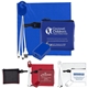 a group of techmesh jumbo tech home and travel kit with microfiber cleaning cloth, usb wall charger in mesh zipper kit