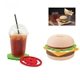 a multicolor playabelart hamburger coaster set w / bun, tomato, lettuce, onion, meat