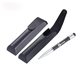 a black troika carbon silver spin ballpoint pen, matte chrome ring