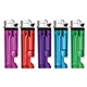 a assorted transparent red/blue/green/purple/magenta standard lighter w / bottle opener