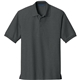 aerial view a charcoal heather grey port authority silk touch polo shirt, image 1 of 5