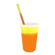 aerial view a yellow to orange cup & yellow to orange straw 17 oz color changing mood stadium cup / straw / lid set, image 1 of 2