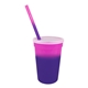 aerial view a pink to purple cup & pink to purple straw 17 oz color changing mood stadium cup / straw / lid set, image 1 of 2