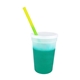 aerial view a frosted to green cup & yellow to green straw 17 oz color changing mood stadium cup / straw / lid set, image 1 of 2