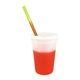 aerial view a frosted to orange cup & yellow to orange straw 17 oz color changing mood stadium cup / straw / lid set, image 1 of 2
