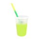 aerial view a frosted to yellow cup & yellow to green straw 17 oz color changing mood stadium cup / straw / lid set, image 1 of 2