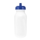 aerial view a white bottle & blue lid 20 oz value cycle bottle, full color digital, image 1 of 2