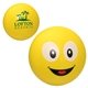 aerial view a yellow smiley emoji stress reliever, image 1 of 2