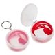 aerial view a red easy - wear earbud / glasses holder, image 1 of 2