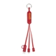 aerial view a red 5- in -1 cell phone charging cable w / phone stand, image 1 of 11