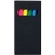 a black black mini notebook and 6- color pencil set