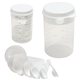 aerial view a white recipe - ready measuring cup set strainer, image 1 of 2