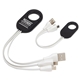 aerial view a black triad 3- in -1 charging cable with carabiner clip, image 1 of 2