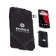 aerial view a black strap n go phone wallet with belt strap, image 1 of 2