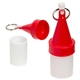aerial view a red floating buoy waterproof container with key ring, image 1 of 2