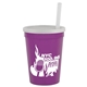 aerial view a violet cup & frost lid 12 oz reusable cup with lid straw, image 1 of 2