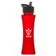 aerial view a transparent red bottle & black lid the curve - 17 oz tritan(tm) bottle with flip straw lid, image 1 of 2