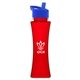 a transparent red bottle & royal blue lid the curve - 17 oz tritan(tm) bottle with flip straw lid