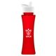 aerial view a transparent red bottle & white lid the curve - 17 oz tritan(tm) bottle with flip straw lid, image 1 of 2