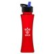 a transparent red bottle & black/blue spout lid the curve - 17 oz tritan(tm) bottle with flip straw lid