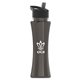 aerial view a transparent smoke bottle & black lid the curve - 17 oz tritan(tm) bottle with flip straw lid, image 1 of 2