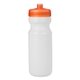 aerial view a white with translucent orange lid 24 oz sports water bottle, image 1 of 2