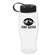 a white bottle & black lid poly - pure - 27 oz transparent bottle with tethered lid