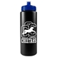 a black bottle & navy blue lid garyline(r) quart sport bottle with push - pull lid - 32 oz