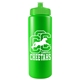 aerial view a neon green bottle & lime green lid garyline(r) quart sport bottle with push - pull lid - 32 oz, image 1 of 2