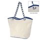 aerial view a natural with blue maui 8 oz laminated cotton tote bag, image 1 of 2