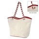 aerial view a natural with red maui 8 oz laminated cotton tote bag, image 1 of 4