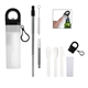 aerial view a black sip and snack reusable kit, image 1 of 2