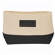 aerial view a natural with black trim allure cosmetic bag, image 1 of 2