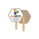 a white hexagon recycled hand fan - paper products