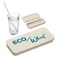 aerial view a tan eco wheat straw kit with cleaning brush, image 1 of 3