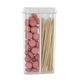 aerial view a cinnamon (pink) rectangular flip - top mints and toothpicks, image 1 of 2