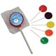 aerial view a assorted round candy lollipop w / round label, image 1 of 2