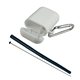 a blue travelers silicone straw with carabiner case