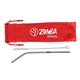 a red pouch & silver straw curved metal straw kit with cleaning brush