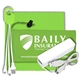 aerial view a lime mobile tech power bank accessory kit with charging cables and microfiber cloth in microfiber cinch pack components inserted into microfiber kit, image 1 of 2