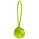 aerial view a lime green camilla vanilla scented lip moisturizer ball with leash strap, image 1 of 3