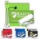 a group of chargebank mobile tech power bank accessory kit with charging cables and microfiber cloth in microfiber cinch pack components inserted into microfiber kit
