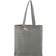 aerial view a black eco - friendly 5 oz recycled cotton twill tote bag, image 1 of 5