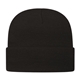 a black knit cap with cuff