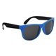 aerial view a neon blue with black kapowski rubberized two tone sunglasses, image 1 of 5